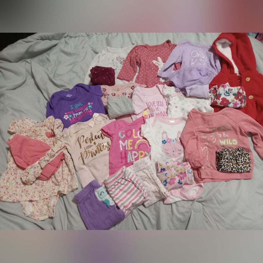 Baby girl 3 month and 3-6 month lot, 24 items